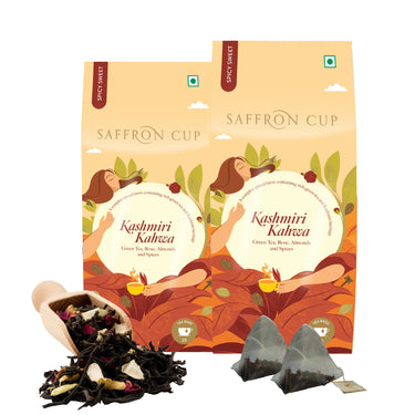 Saffron Cup Kashmiri Kahwa Green Tea - 40 Teabags, Pack of 2 - saffroncup
